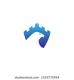 Shield eagle unique logo - icon with combine head eagle and shield