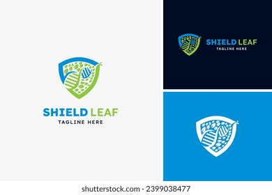 Shield ecology logo design vector, nature logo design template