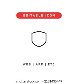 icono de trazo modificable del escudo, icono de contorno para web, aplicación, presentación, etc