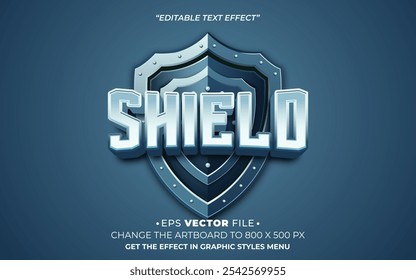 Shield editable text effect vector 3d for game 