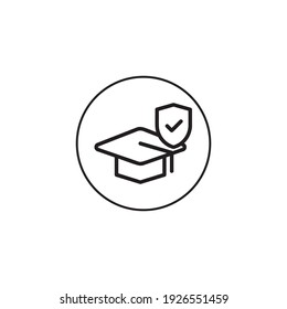 shield education outline style icon in circle