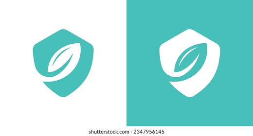 diseño del logotipo de elementos de escudo combinado con hojas