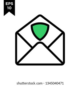 shield email icon vector logo illustration design