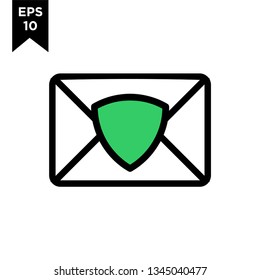 shield email icon vector logo illustration design