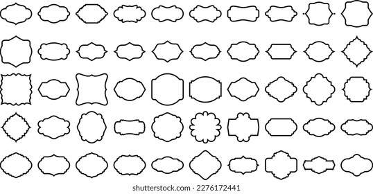 Shield Emblem and Badge Frame line black icons symbol