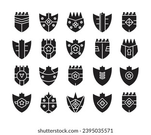 emblema de escudo e iconos de insignia conjunto ilustración vectorial
