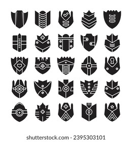 emblema de escudo e iconos de insignia conjunto ilustración vectorial