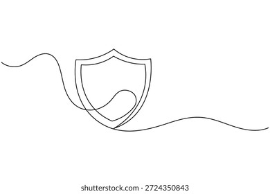 Shield emblem continuous line drawing symbol
