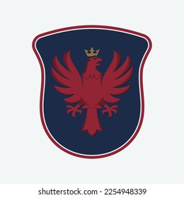 Shield emblem with Crowned American Eagle. Vector illustration