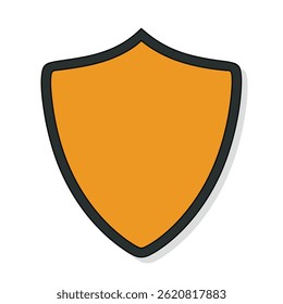 Shield emblem defends orange background illustration security
