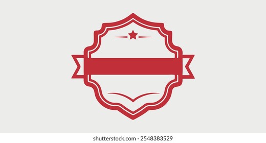 Diseño de escudo emblema en rojo y blanco, perfecto para insignias, logotipos y decoración vintage