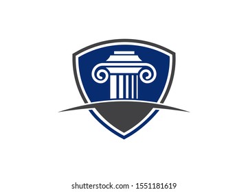 Shield Emblem Featuring a Majestic Classical Column Evoking Themes of Law, Justice, and Enduring Principles in a Modern Presentation