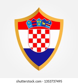 Shield Emblem With Flag Of Croatia Template Design. Vector Eps 10