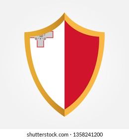 Shield emblem with flag of Malta template design. Vector Eps 10