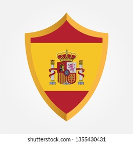 Shield emblem with flag of Spain template design. Vector Eps 10