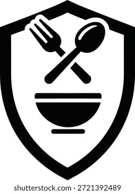 Escudo Emblema con Tenedor, Cuchara y Cuenco