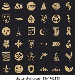 Shield emblem icons set. Simple style of 36 shield emblem vector icons for web for any design