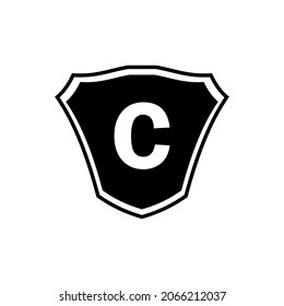 Shield emblem letter C logo template. Letter C shield logo, Premium monogram shield letter C vector for club, foundation and company identity