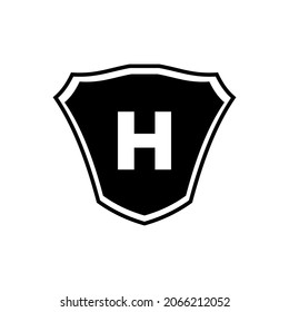 Plantilla de logotipo de la letra H del emblema Escudo. Logo del escudo de la letra H, portador H de la carta monograma premium para identidad de club, fundación e empresa