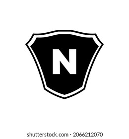 Shield emblem letter N logo template. Letter N shield logo, Premium monogram shield letter N vector for club, foundation and company identity
