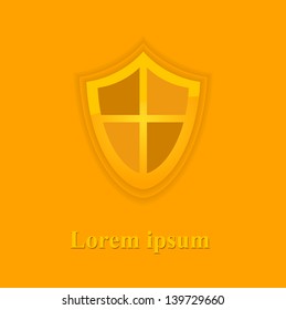 Shield emblem on orange  background