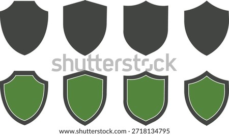 Shield and Emblem Shape Collections  protection sheild icon green 
Set of various vintage shield icons. Black heraldic shields. Protection and security symbol, 