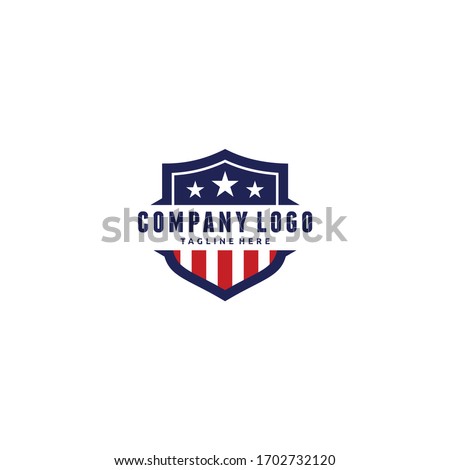 Shield Emblem Sport Team, Patriotic, USA Flag, Icon Vector Logo Design Template Illustration 