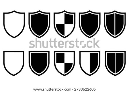 Shield emblems with black and white designs crest heraldry