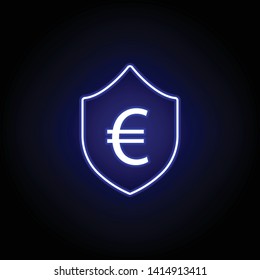 shield euro icon in neon style. Element of finance illustration. Signs and symbols icon can be used for web, logo, mobile app, UI, UX