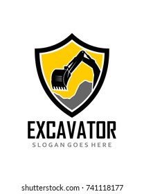 Shield excavator logo template vector