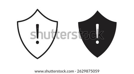 Shield exclamation icon collection for UI on white background