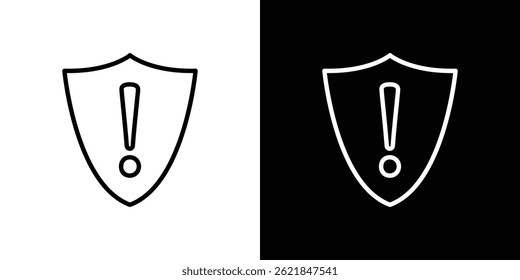 Shield exclamation icon concept stroke on white background