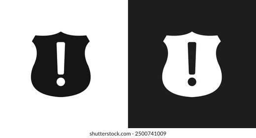 Shield exclamation icon line art vector