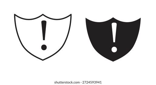 Shield exclamation icon with line and silhouette versions.