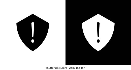 Shield exclamation icon symbol. simple flat symbol on blank background.
