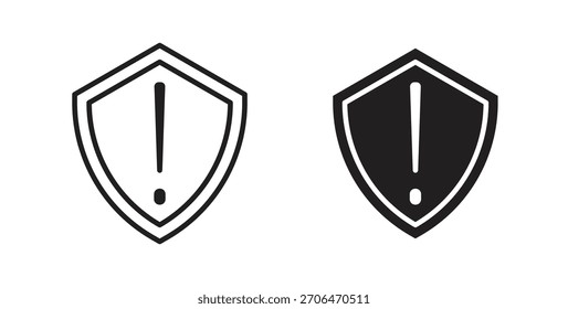 Ícone de exclamação de escudo para sites e design plano minimalista móvel.