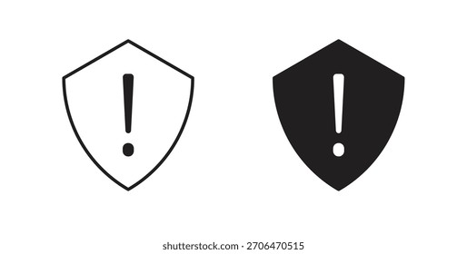 Shield exclamation icon for websites and mobile minimalistic flat design.