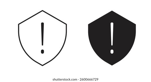 Shield exclamation icons graphics set vectors