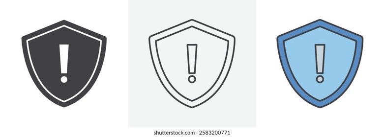 Shield exclamation icons pack for website designs