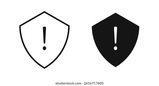 Shield exclamation icons set for website design