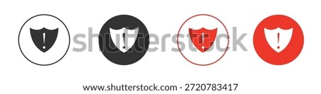Shield exclamation icons simple flat silhouette vector illustration