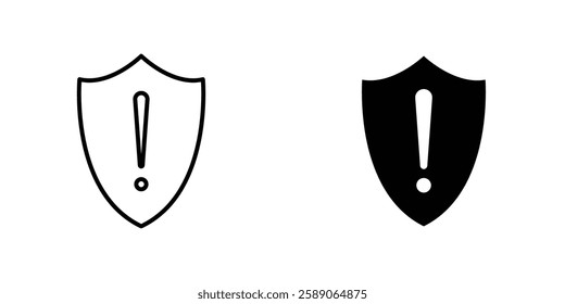Shield exclamation icons thin line illustrations designs