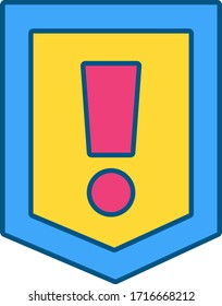 Shield with Exclamation Mark, Danger Hazard Sign Design. Careful Psychological Type. Alert Information Symbol. Colorful Attention and Caution Mark Vector Illustration