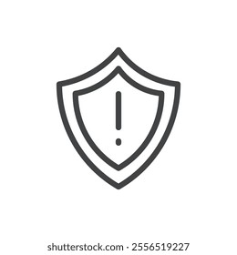 Shield with an exclamation mark icon Vector logo outline