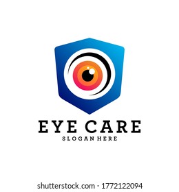 Plantilla de diseño de logotipo de "Shield Eye Concept", vector de diseño de logotipo "Eye Care", símbolo de icono