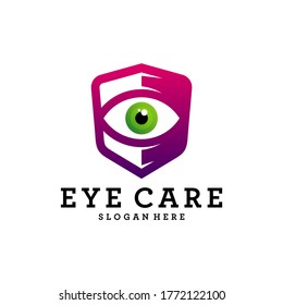 Shield Eye Concept Logo Design Template, Eye Care logo design Vector, Icon Symbol