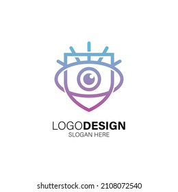 Diseño del logotipo de escudo y ojo para protección, espionaje y protección