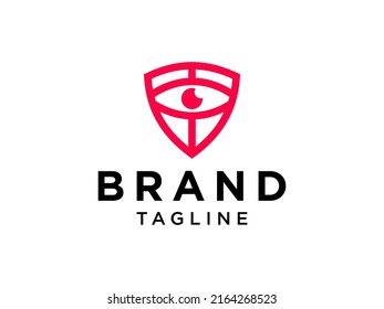 Shield With Eye Security Logo Protection Symbol Secure Icon Flat Vector Logo Design
