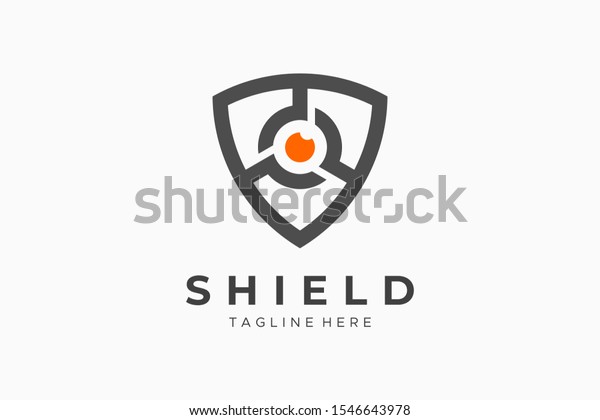 Shield With Eye Security Logo Protection\
Symbol Secure Icon Flat Vector Logo\
Design