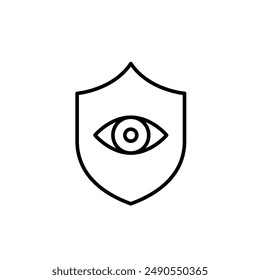 Shield and eye. Surveillance, security and safe web usage. Pixel perfect vector icon